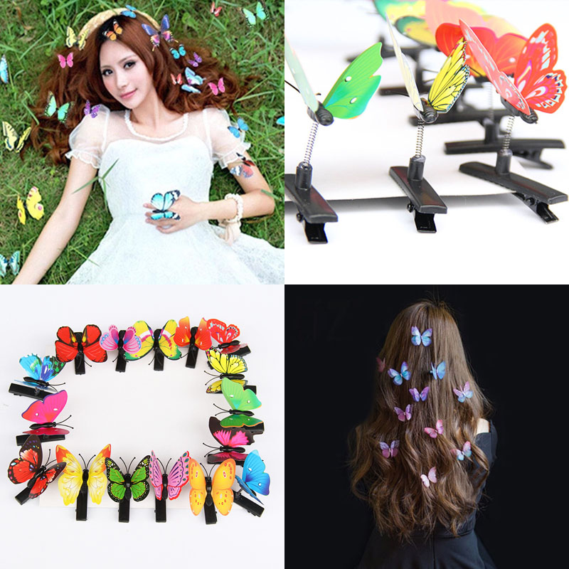 Download 10x Women S Kids 3d Butterfly Hair Clip Clamp Barrettes Color Wedding Jewelry Ebay