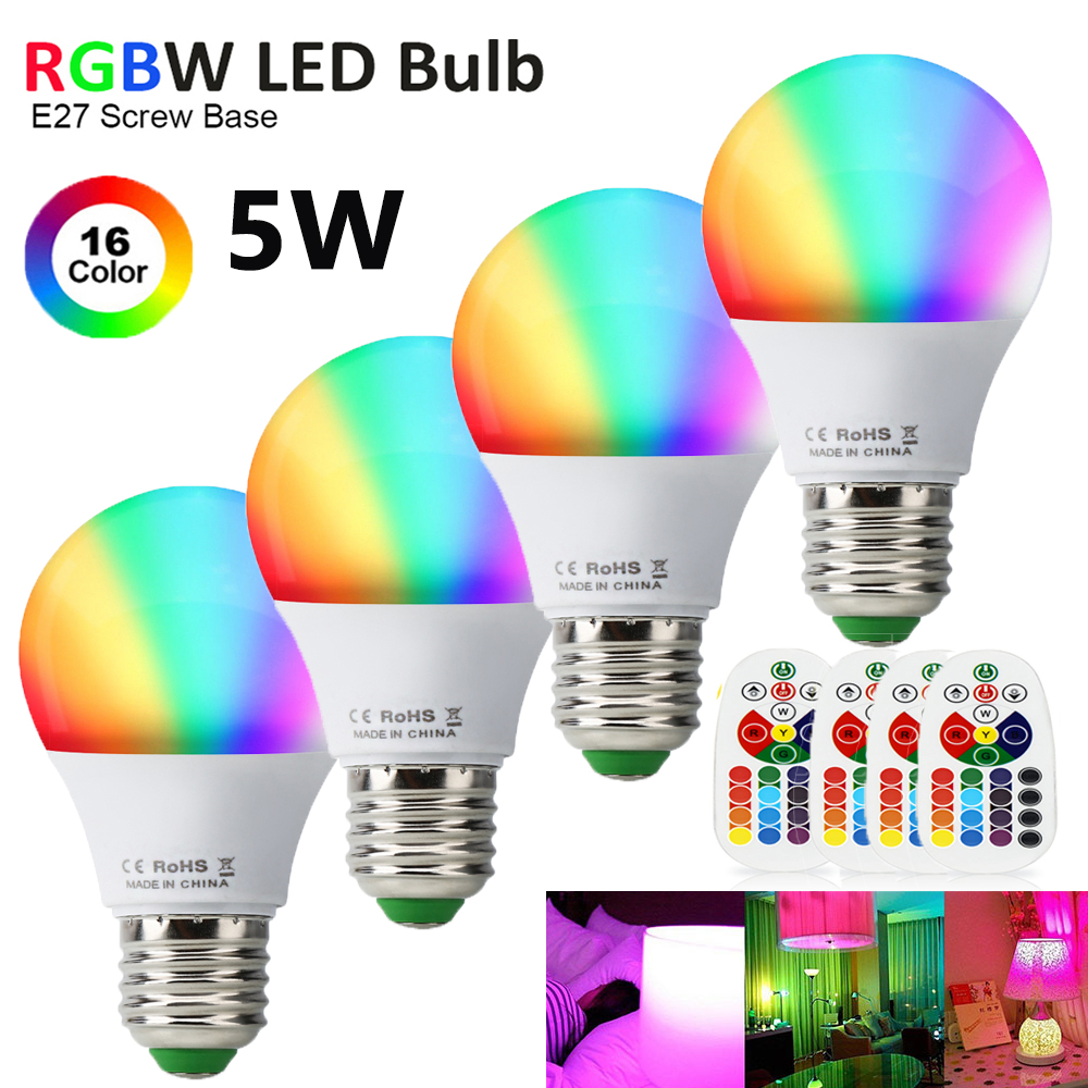 RGB E27 LED Lampe Licht Glühbirne Dimmbar Bunte Party Birne+IR Regler 85-265V 5W