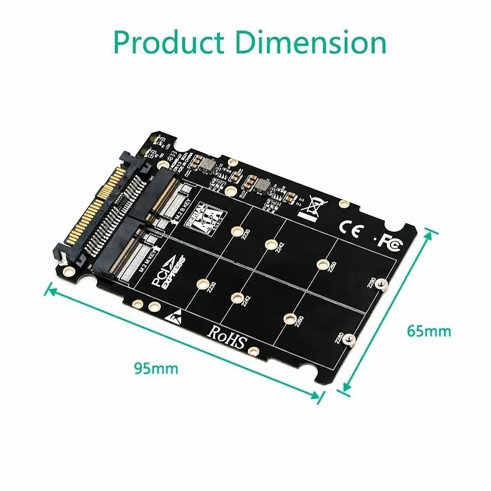 M.2 NVME SSD Key M + NGFF SATA SSD Key B to U.2 SFF-8639 Adapter