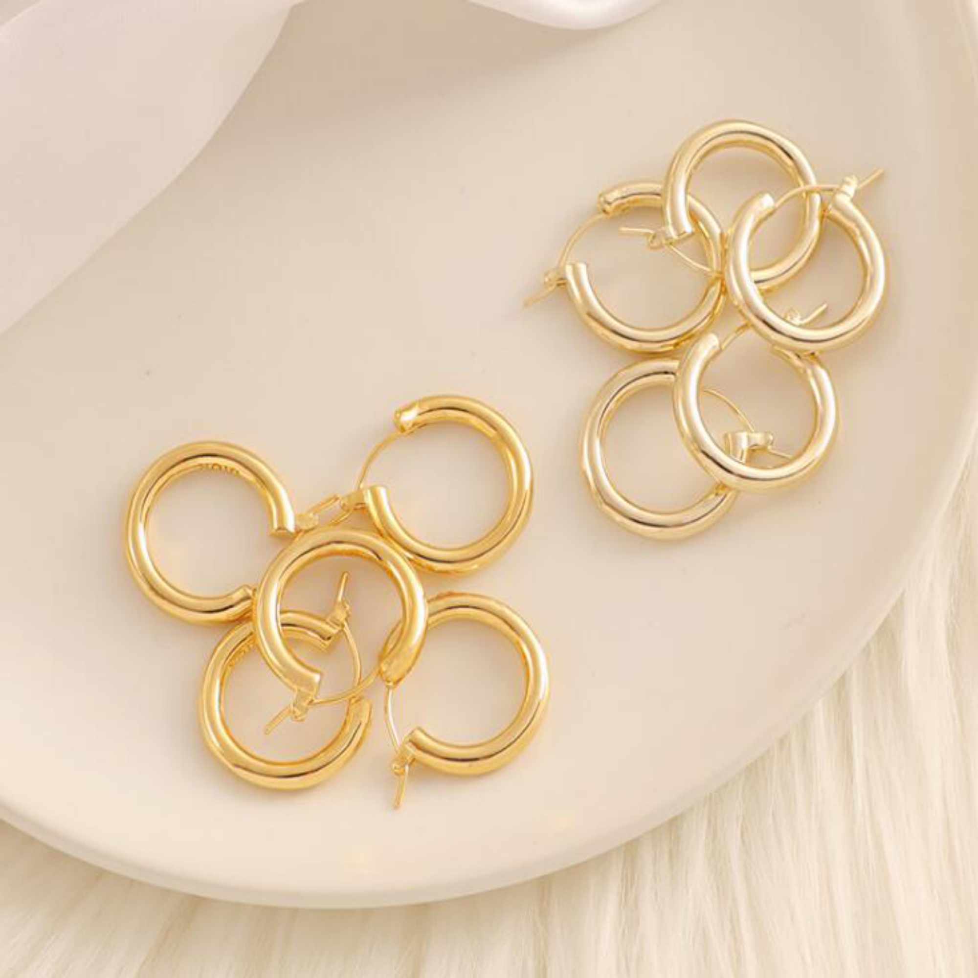 10pcs Fashion yellow round earrings gold circle accessories Woman