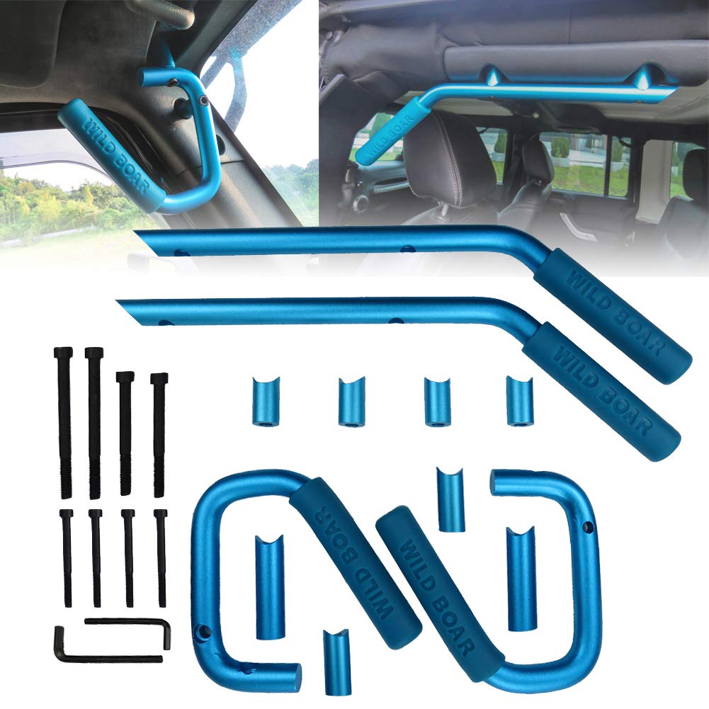 2/4 Doors Blue Front and Rear Brushed Grab Handle Kit for 0718 Jeep