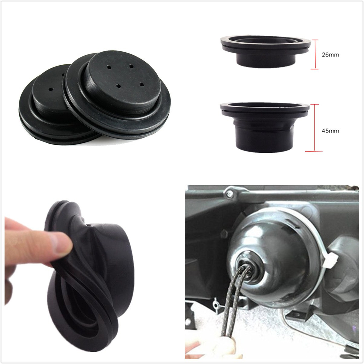 2 Pcs Black Rubber Car LED HID Headlights Retrofit Re-seal Seal Cap Dust Covers