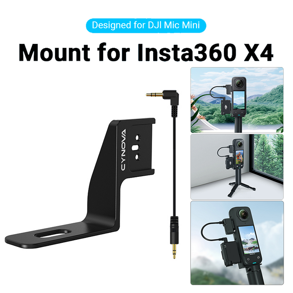 Support Micro Pour Insta360 X5 - Adaptateur Pour DJI Mic Mini - En Alliage Aluminium Léger (68x44x17 Mm)