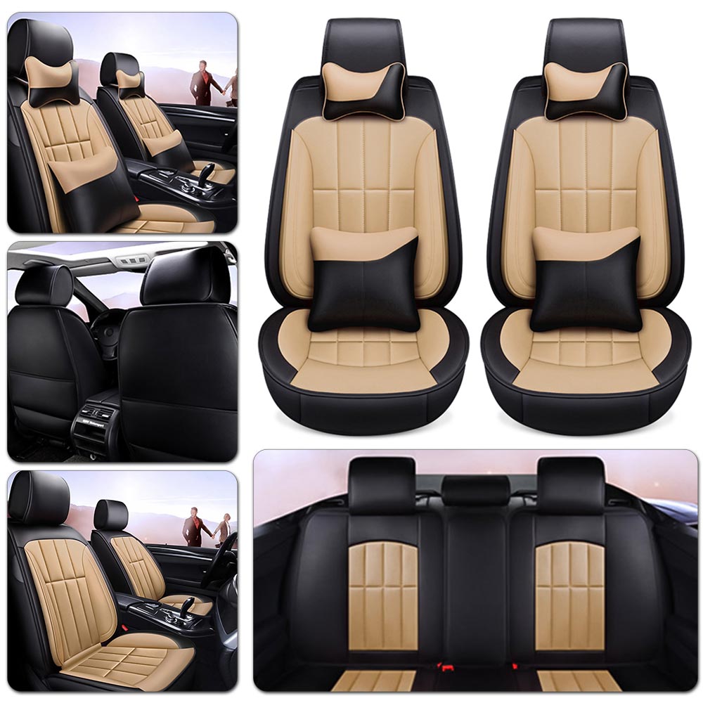 Details About Us Luxury 5 Seats Car Seat Cover Pu Leather Front Rear Suv Cushion Set Universal