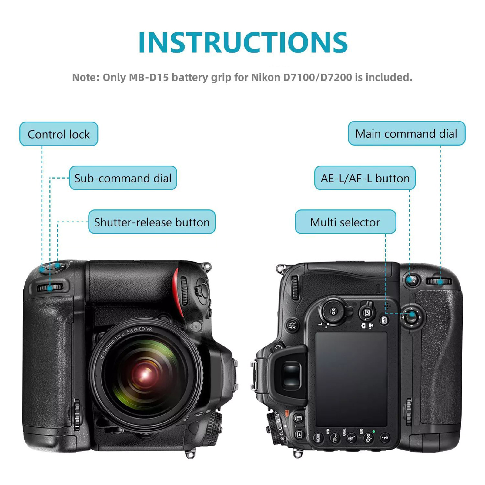 MB-D15 Vertical Battery Grip Replacement Kits For Nikon