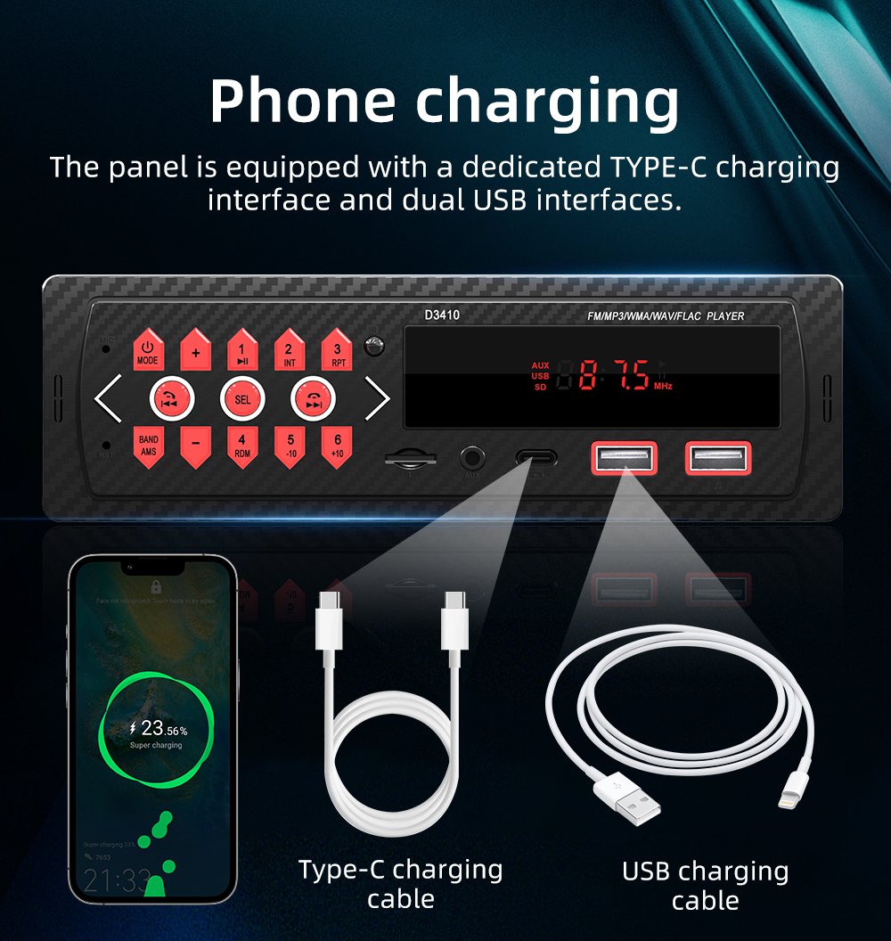 ESSGOO Single 1 Din Car Radio Stereo Bluetooth MP3 Player