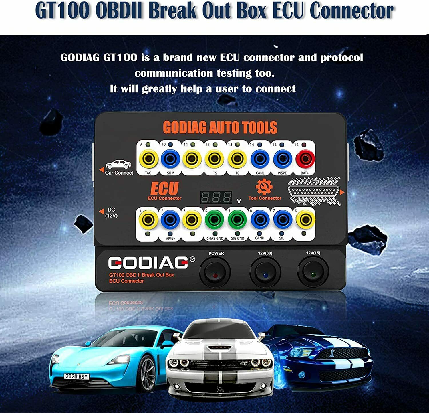 GODIAG AUTO TOOLS GT100 OBD II Breakout-Box-ECU-Anschluss