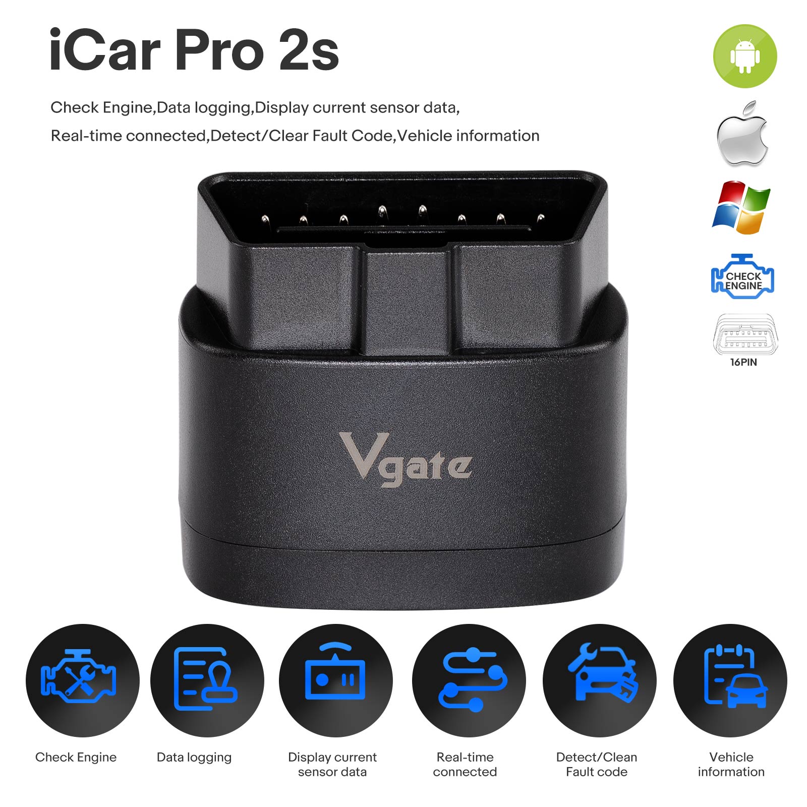 Vgate iCar Pro 2S Bluetooth OBD2 Diagnostic Scanner for iPhone