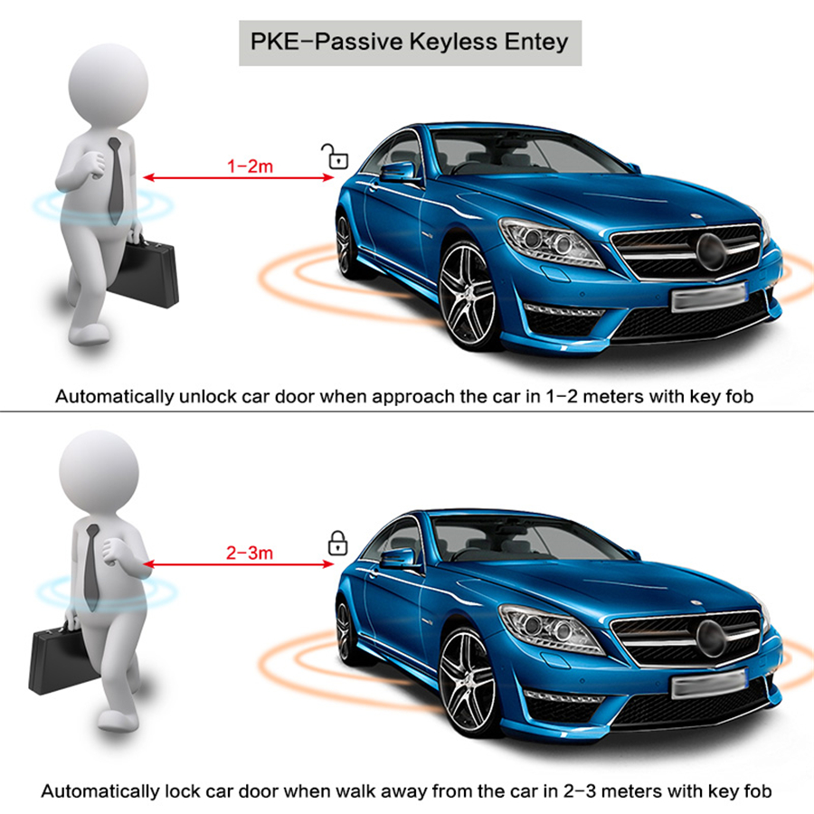 Car Alarm Start Security System Key Passive Keyless Entry Push Button Remote Kit Ebay