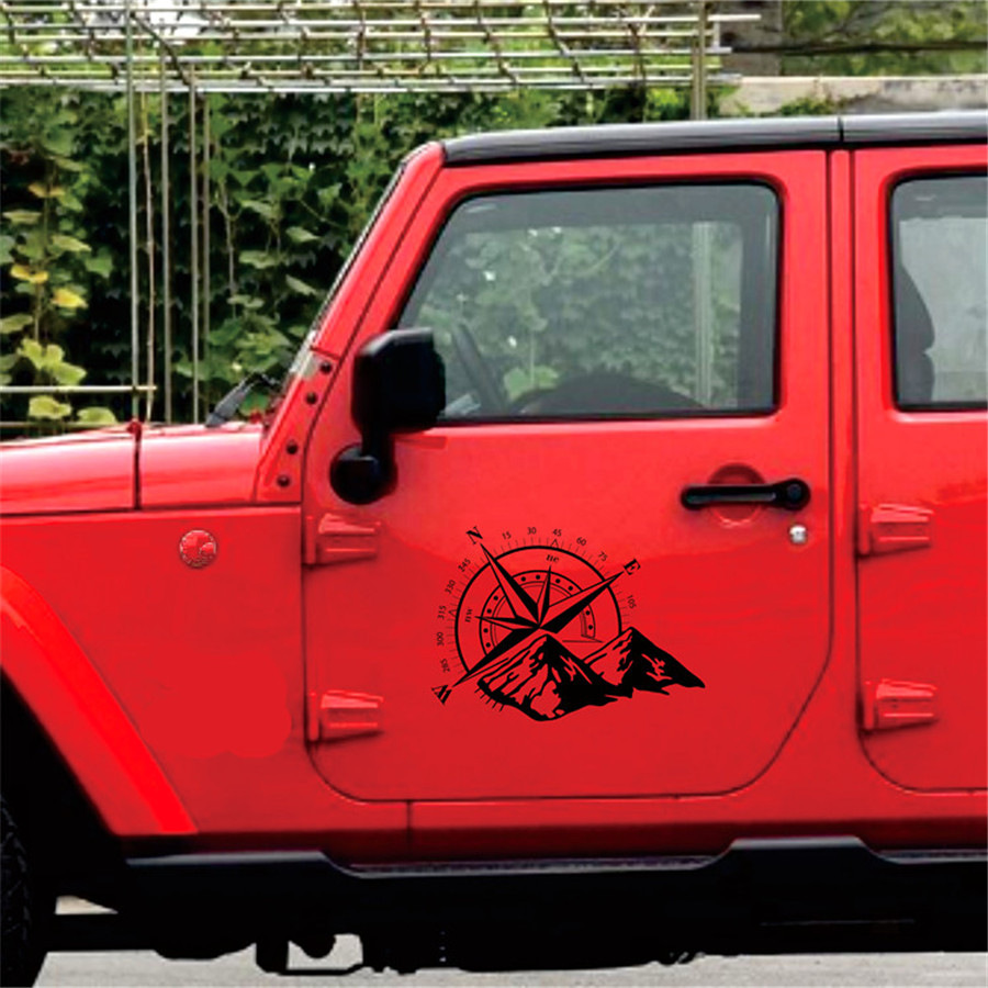 48x34cm Hood Car Jeep Offroad Sticker Black Compass Totem Vinyl Decal Decals & Stickers