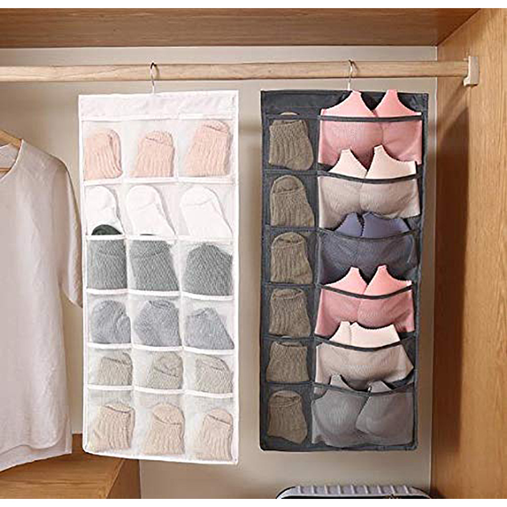 30 Grids Hanging Closet Organizer Double Sided Rotate Hook Closet