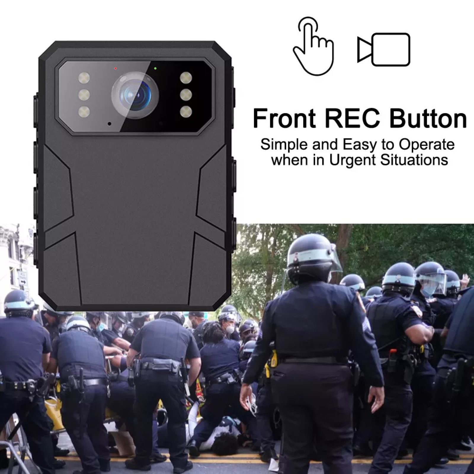 Telecamera HD Per Corpo Agenti CS02 – 1080p Con Visione Notturna, WiFi E Registrazione In Loop, 900 MAh, Per Sicurezza E Pattuglie