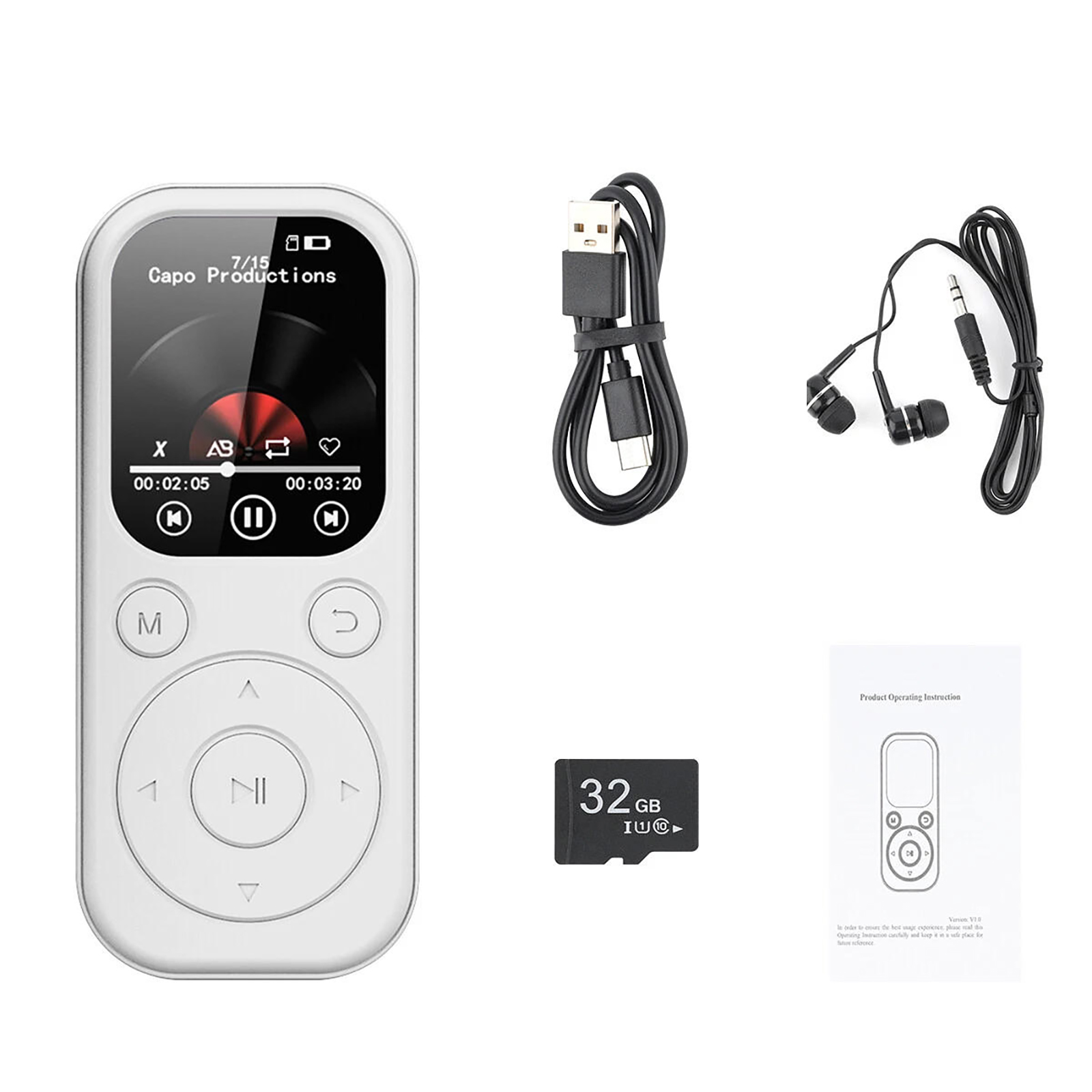 32GB MP3 Player Supports APE/FLAC Bluetooth 5.4 1.8