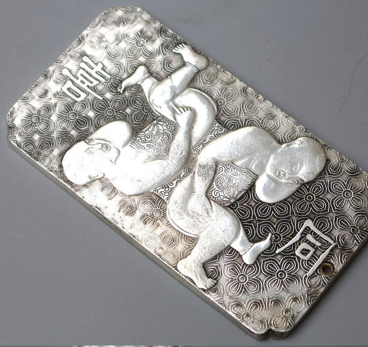 Amulet China tibet Silver statue thanka 钟馗 hang metal handicraft old Waist tag
