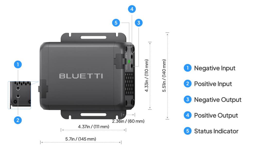 BLUETTI Charger1 560W Car Alternator Charger DC-DC Charger for