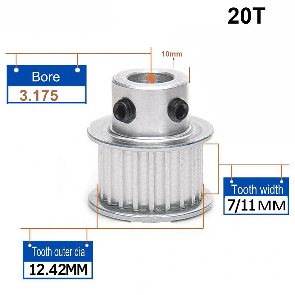 MXL 24 Teeth Idler Timing Pulley With Bearing 5mm Bore For 6mm Width Belt - 2.032mm Pitch