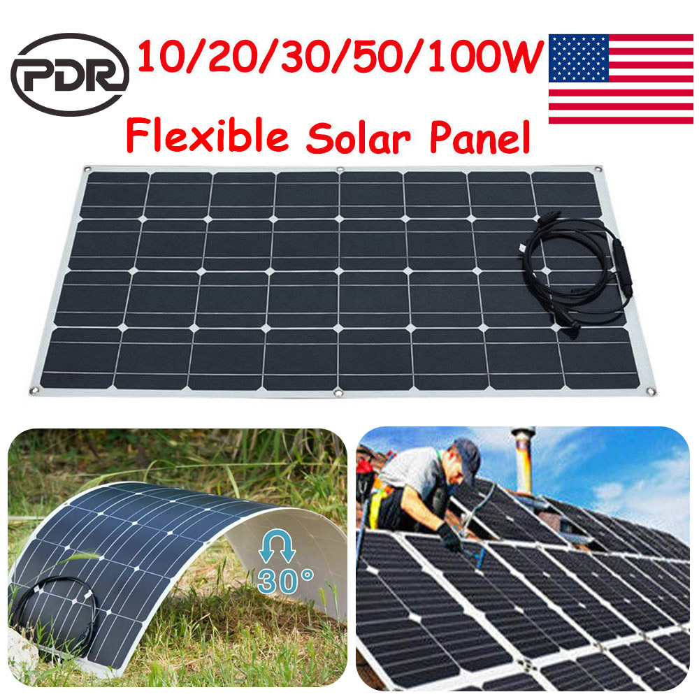 10/20/30/50/100W 12V Solar Panel Outdoor for RV Cabin Tent Travelling Camping