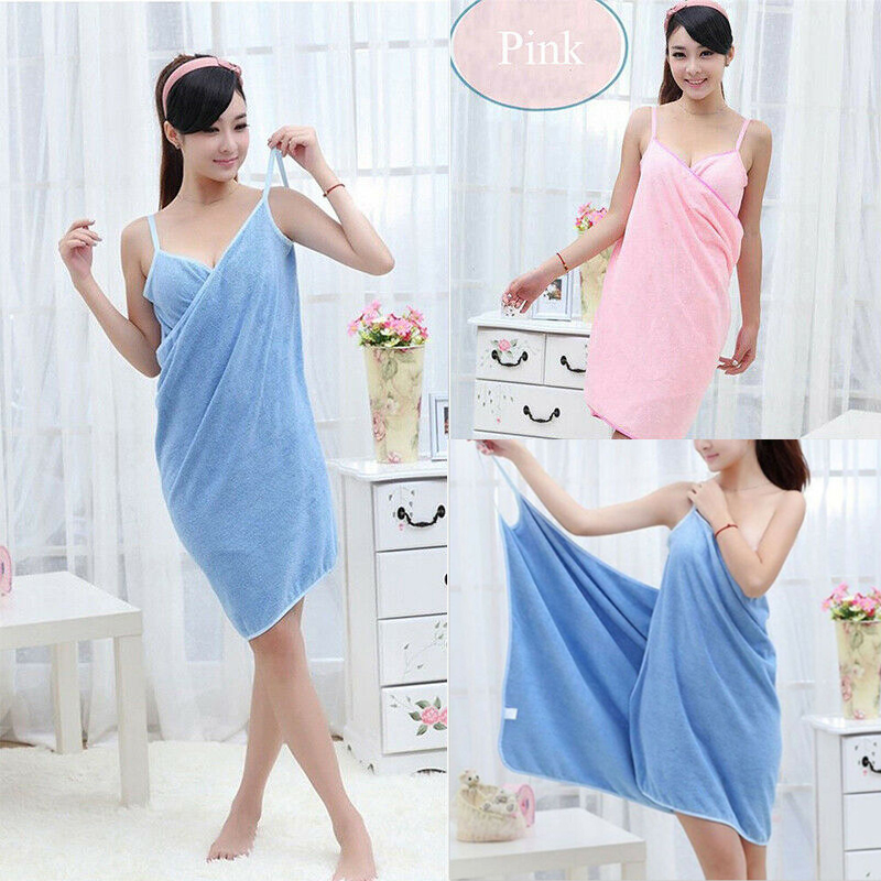 1 Pc Women Home Textile Towel Robes Bath Wearable Stripe Towel Dress Girls Fast