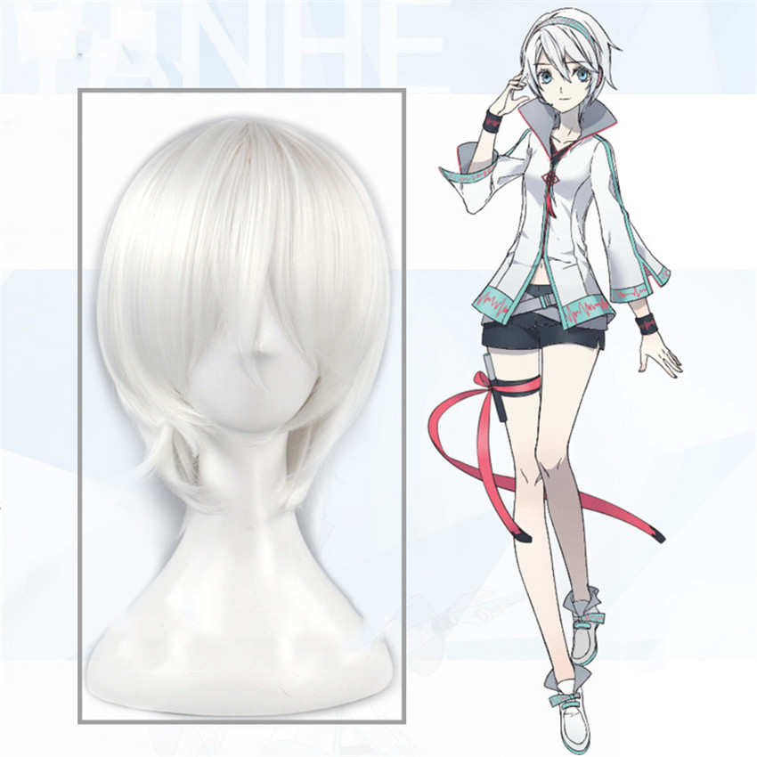 Short White Wig Yan He Anime Cosplay Hair Wigs 32cm Party Fiber