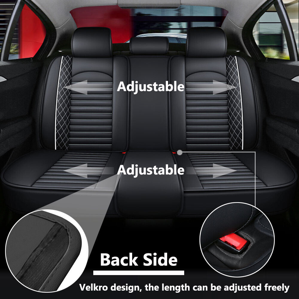 Aotiyer Full Set Car Seat Covers, Crown PU Leather Car Seat Cover Full Surround, Durable Comfortable Automotive Vehicle Cushion Cover Fit for Most 5 Seats Cars/SUV/Truck/Vans