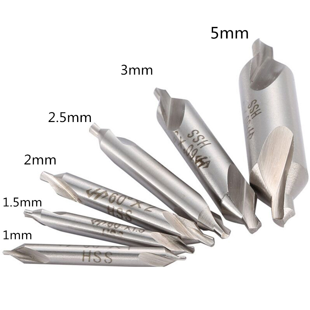 6pcs 1/1.5/2/2.5/3/5mm Centering Drills Set 60 Degree HSS Center Drill