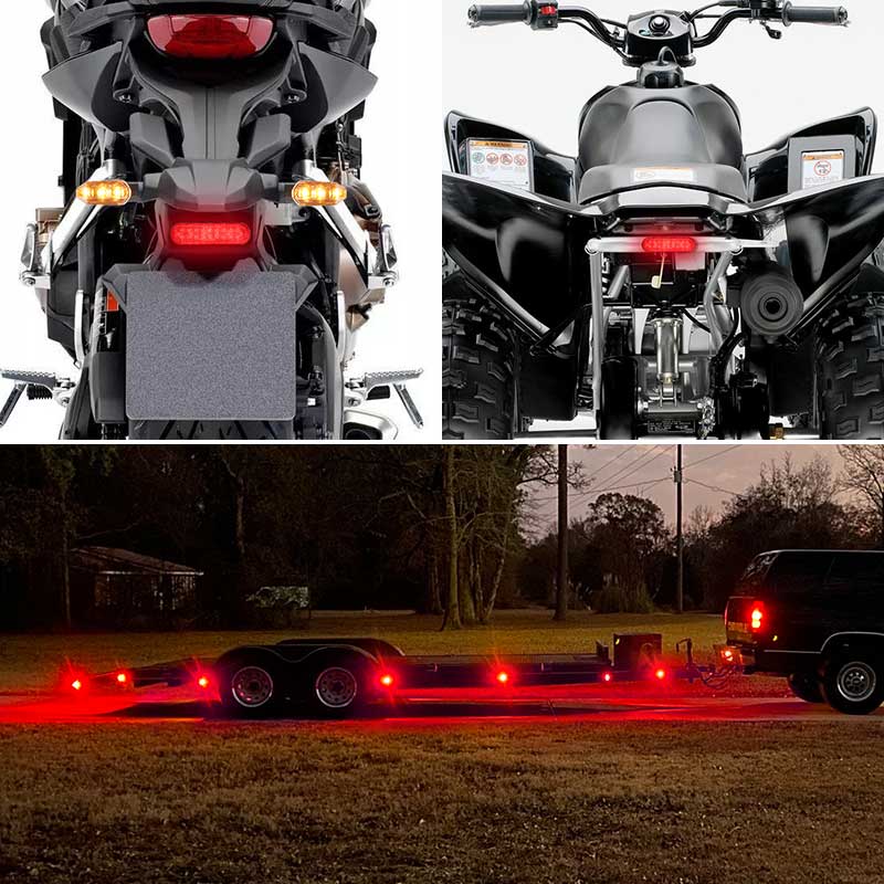 Universal Red LED Rear Brake Stop Tail Light – DRL/Running/Brake Function, IP67, For Motorcycle ATV UTV