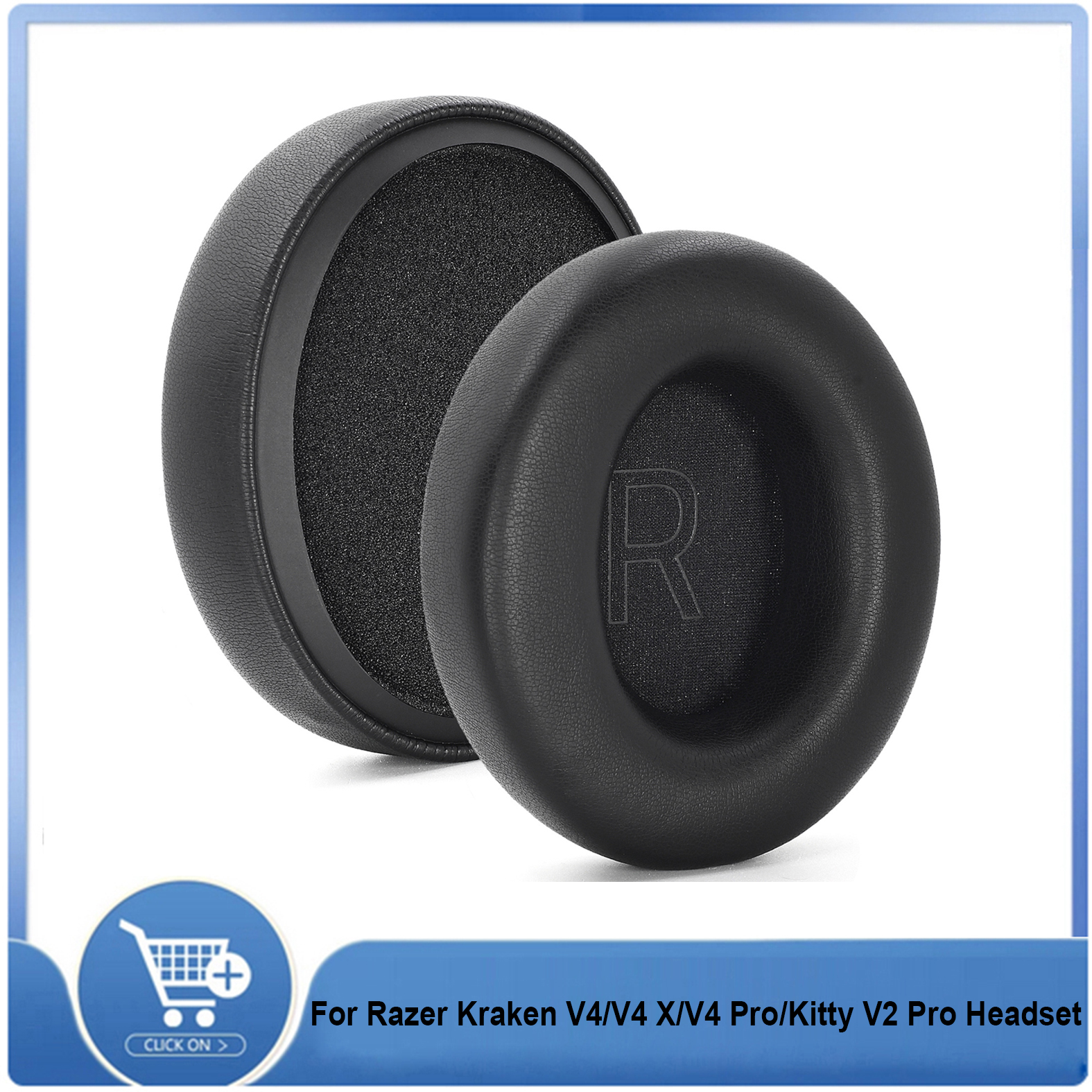 Cuscinetti Auricolari Di Ricambio In Memory Foam Per Razer Kraken 7.1 V2 Pro, Grigio, Morbidi E Traspiranti - 4