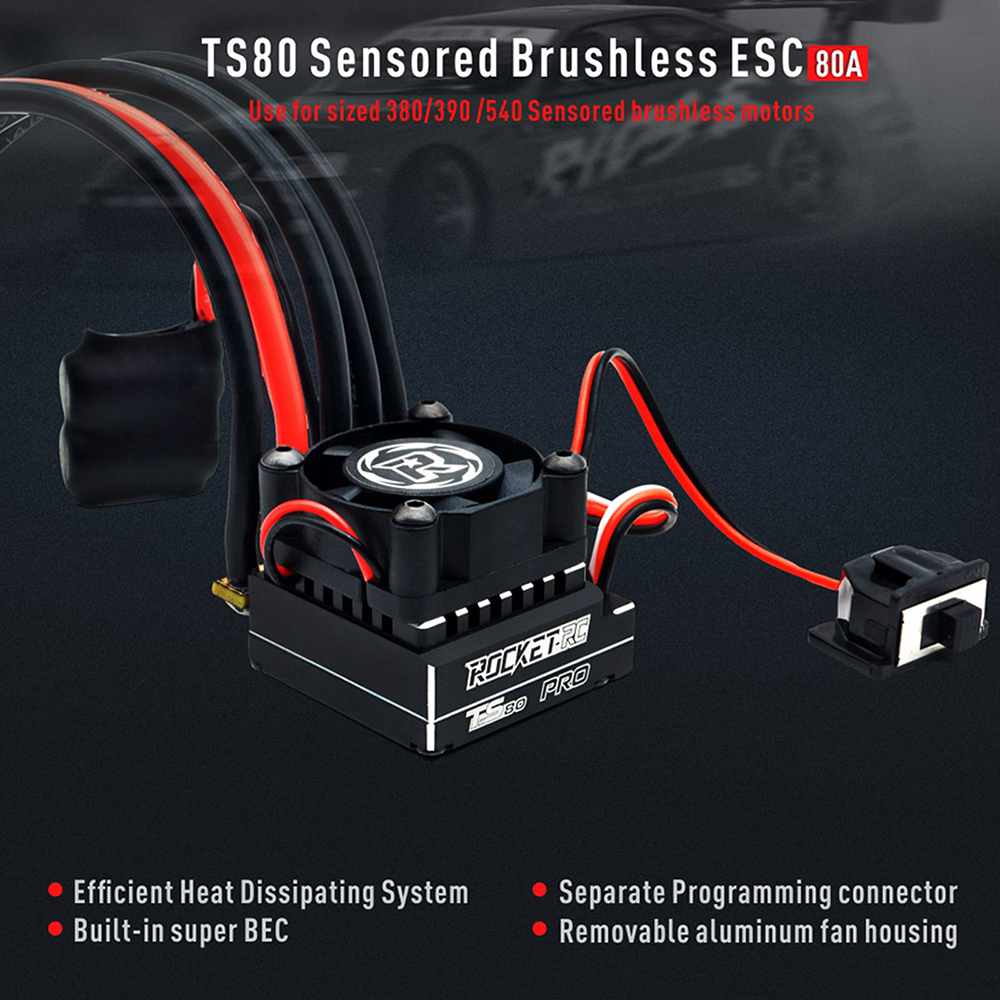 Rocket-RC Supersonic 390 Sensored Brushless Motor 80A ESC for 1/12