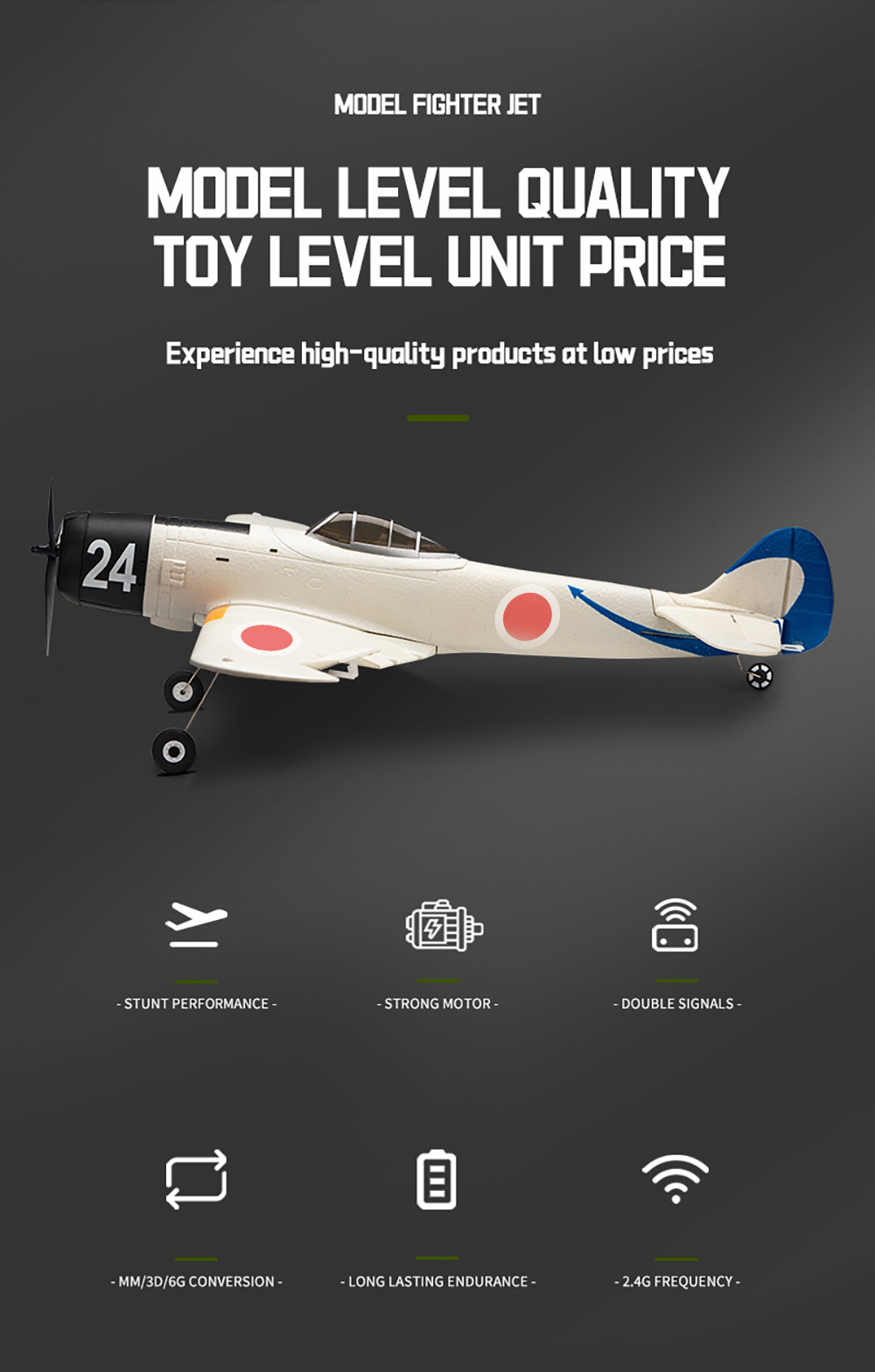 KOOTAI HOBBY FUN Ki-84 RC AirPlane 2.4G 6-axis Gyro EPP 690mm