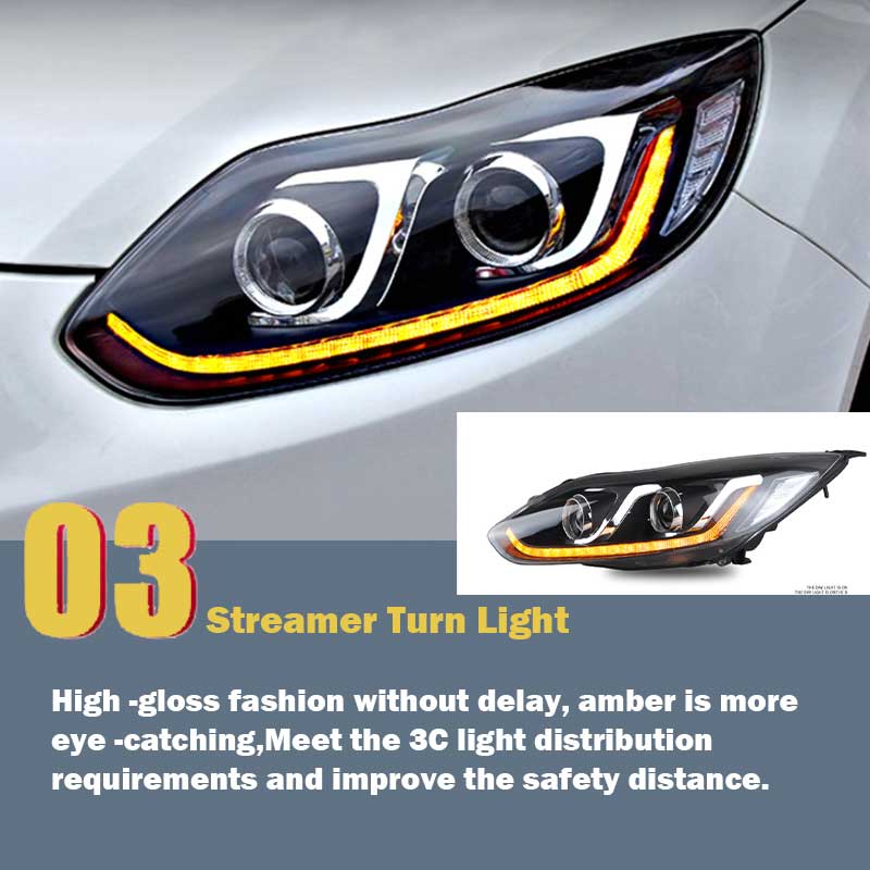For Ford Focus 2012-2014 LED Headlamps Headlight Assembly DRL Turn