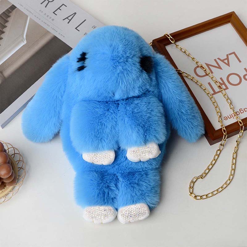Plush Rabbit Crossbody Handbag Soft Faux Fur Plush Bunny Backpack