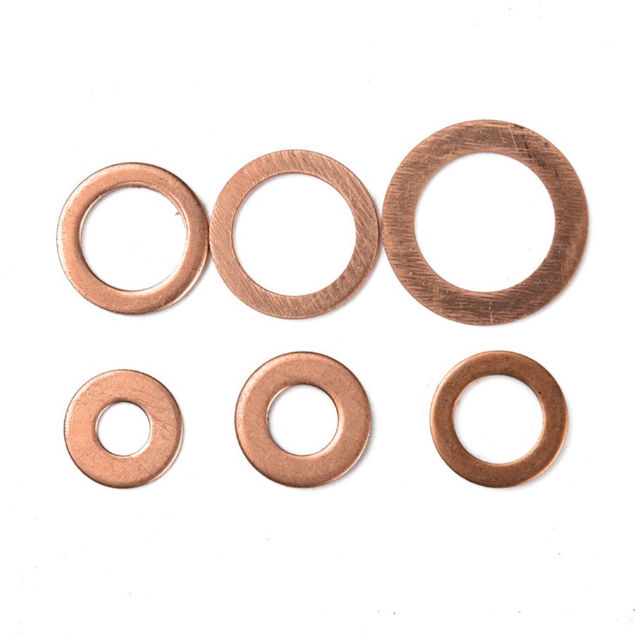 110Pcs 1/4''-5/8'' Car Engine Oil Drain Copper Ring Gaskets Flat Washer Seal Kit 
