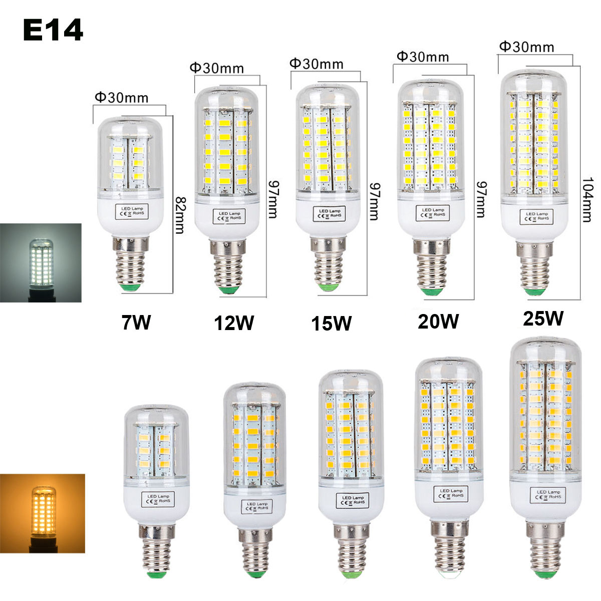 E27 E14 B22 G9 LED Maïs Ampoule 5W 8W 15W 20W 25W SMD5730 Blanc Chaud/Froid  220V
