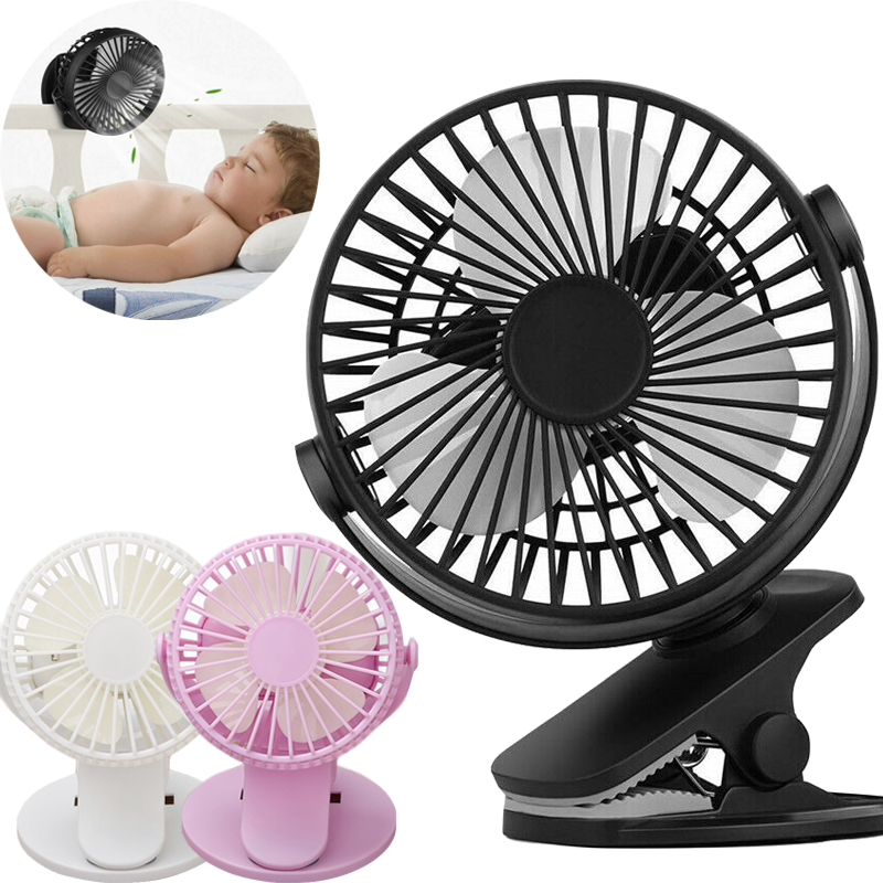360° Travel Fans Rechargeable USB Clip On Mini Desk Pram Cot Car Fan Portable