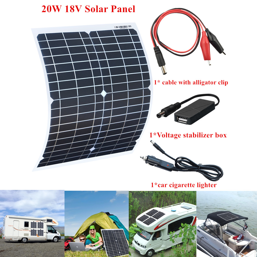 Details About 20w 18v Monocrystalline Solar Panel System Kit Solar Cell For Boat House Camping