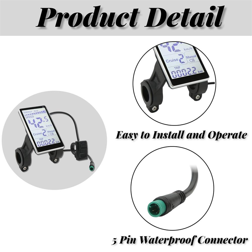 thumbnail image 2 of Electric Bike LCD Display, Meter 24V 36V 48V Control Panel Electric Bicycle S866 LCD Display Electric Bike LCD Display With Waterproof Plug For Electric Bikes 2 of 13