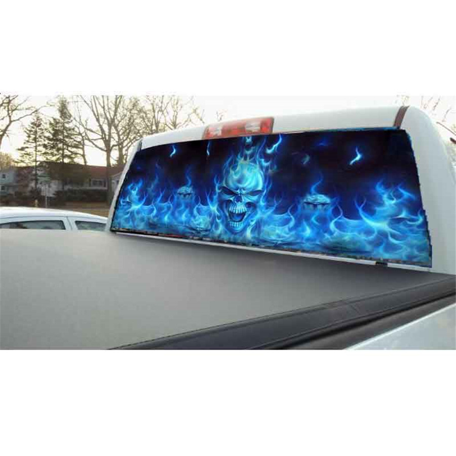 Flaming Skull Ghost Rear Window Tailgate Tint Decal Film for Truck