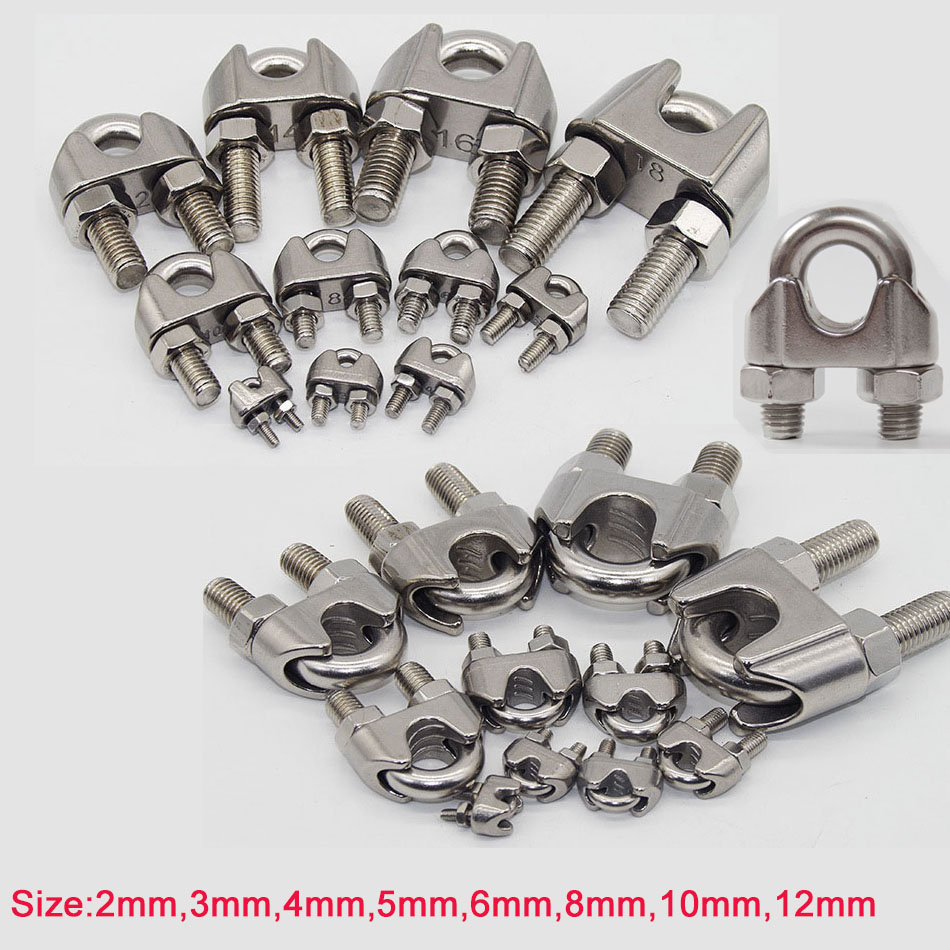 Wire Rope Grips Clamps Cable U Bolts Heavy Duty Stainless Steel Silver