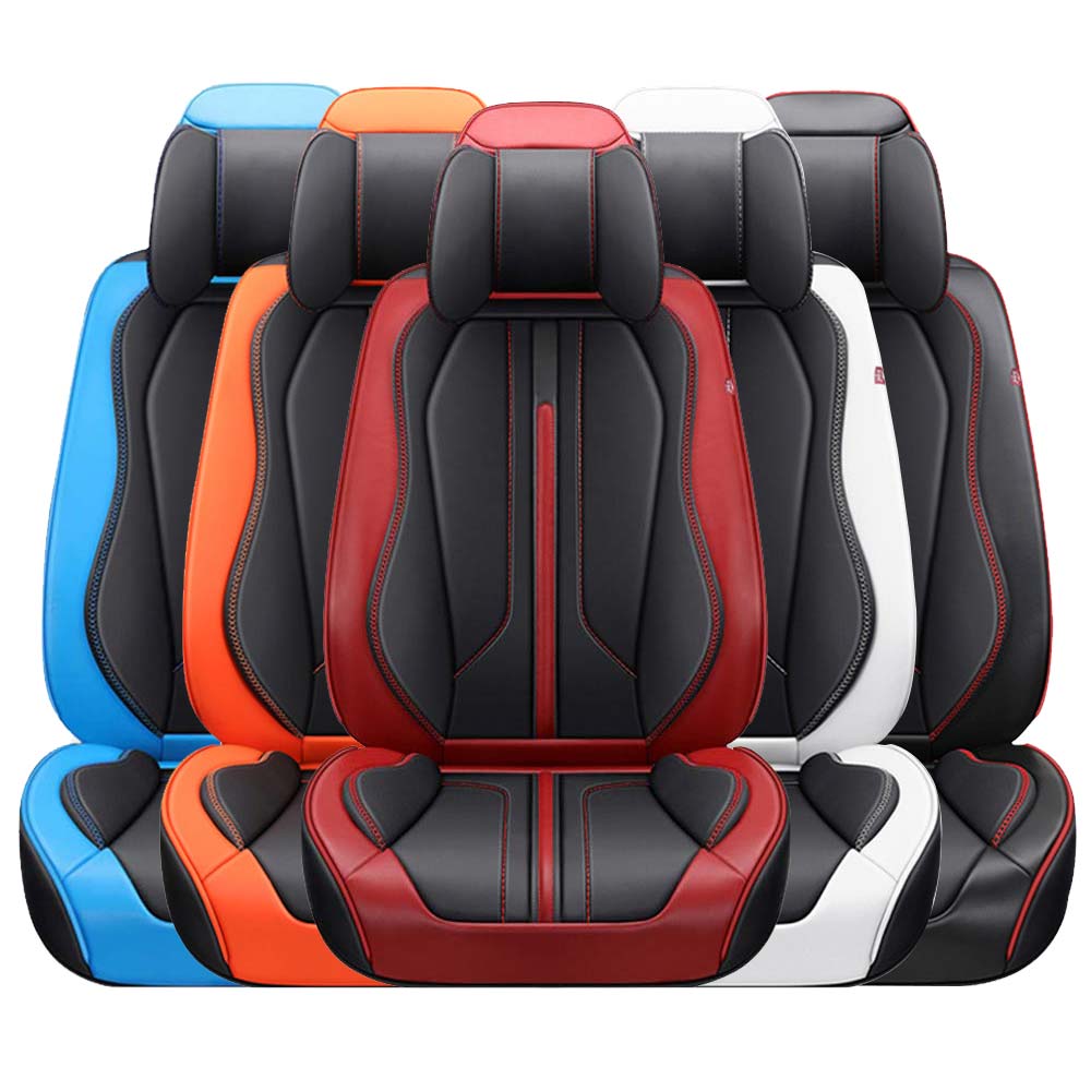 Orange Luxury Car Accessories PU Leather Seat Covers Cushions Protect