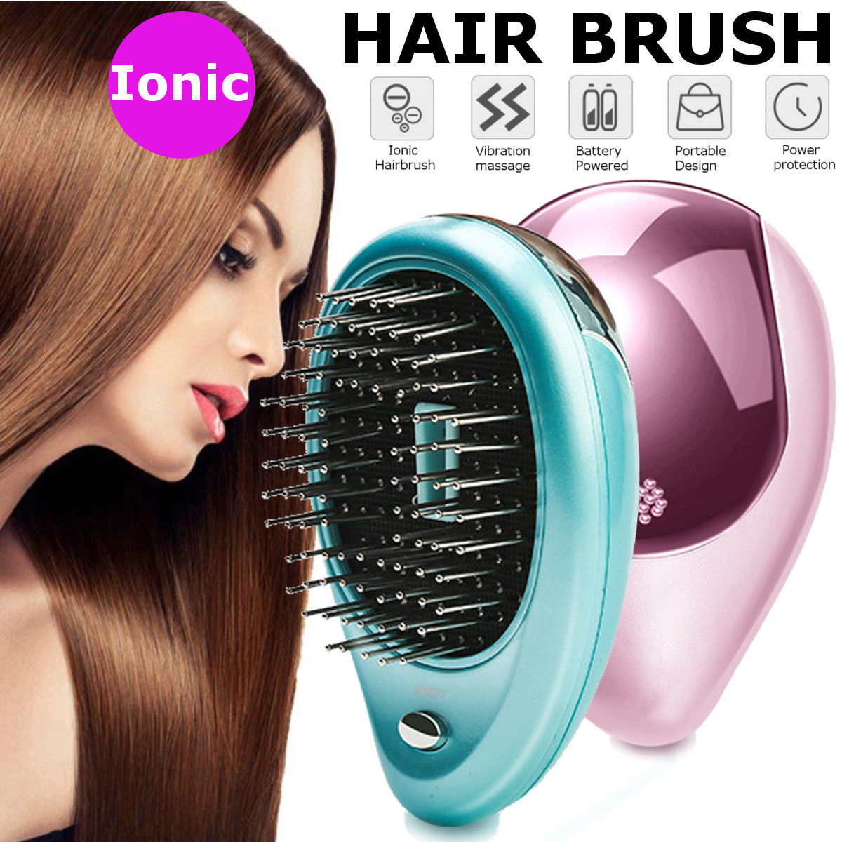 Portable Electric Ionic Hairbrush Takeout Mini Ion Hair Brush Comb