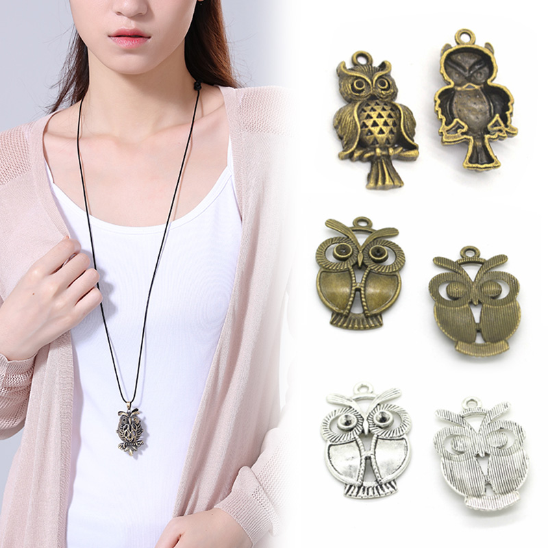 20pcs Mix Vintage Owl Pendants Necklace Bead Jewelry Ethnic Style Craft Make DIY