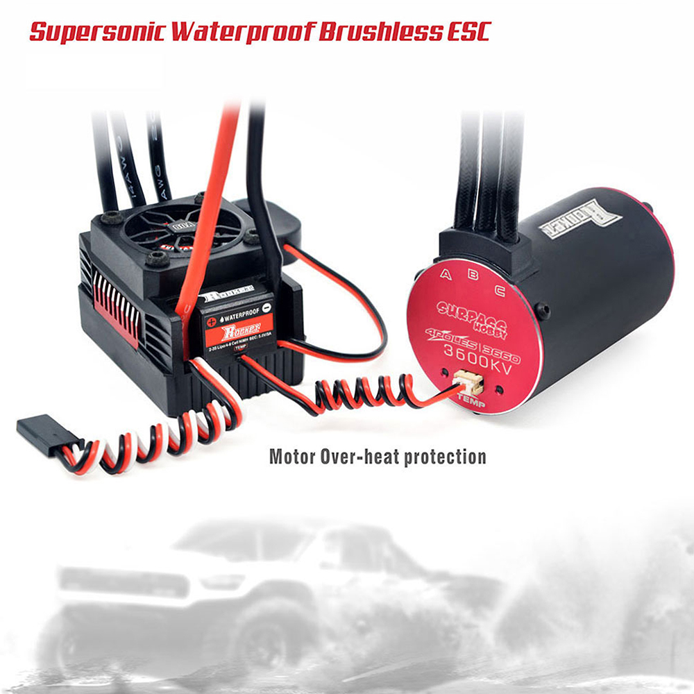 thumbnail interactive-video image 1 of Surpass Hobby 60A Brushless 2-3S ESC Partly Waterproof For 1/10 RC Car 1 of 1