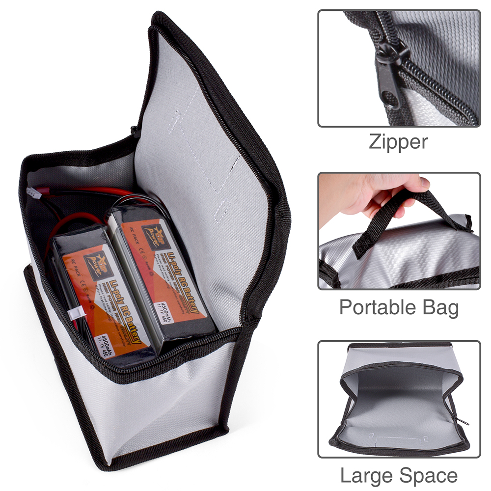 HRB Lipo Bag Fireproof Explosion-Proof Safe Lipo Battery Bag Improved Quality Material Battery Safety Box with Large Capacity for Charging and Storing RC Car Batteries