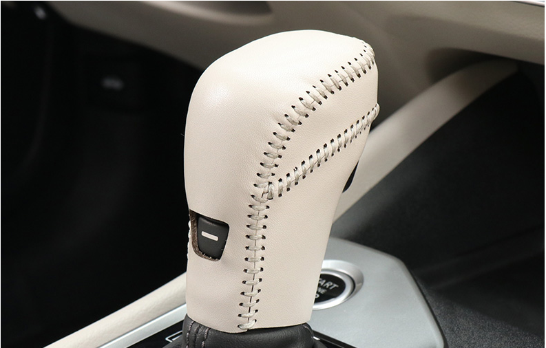 Gray Leather Gear Shift Knob Shifter Lever Trim Fit For Nissan Altima