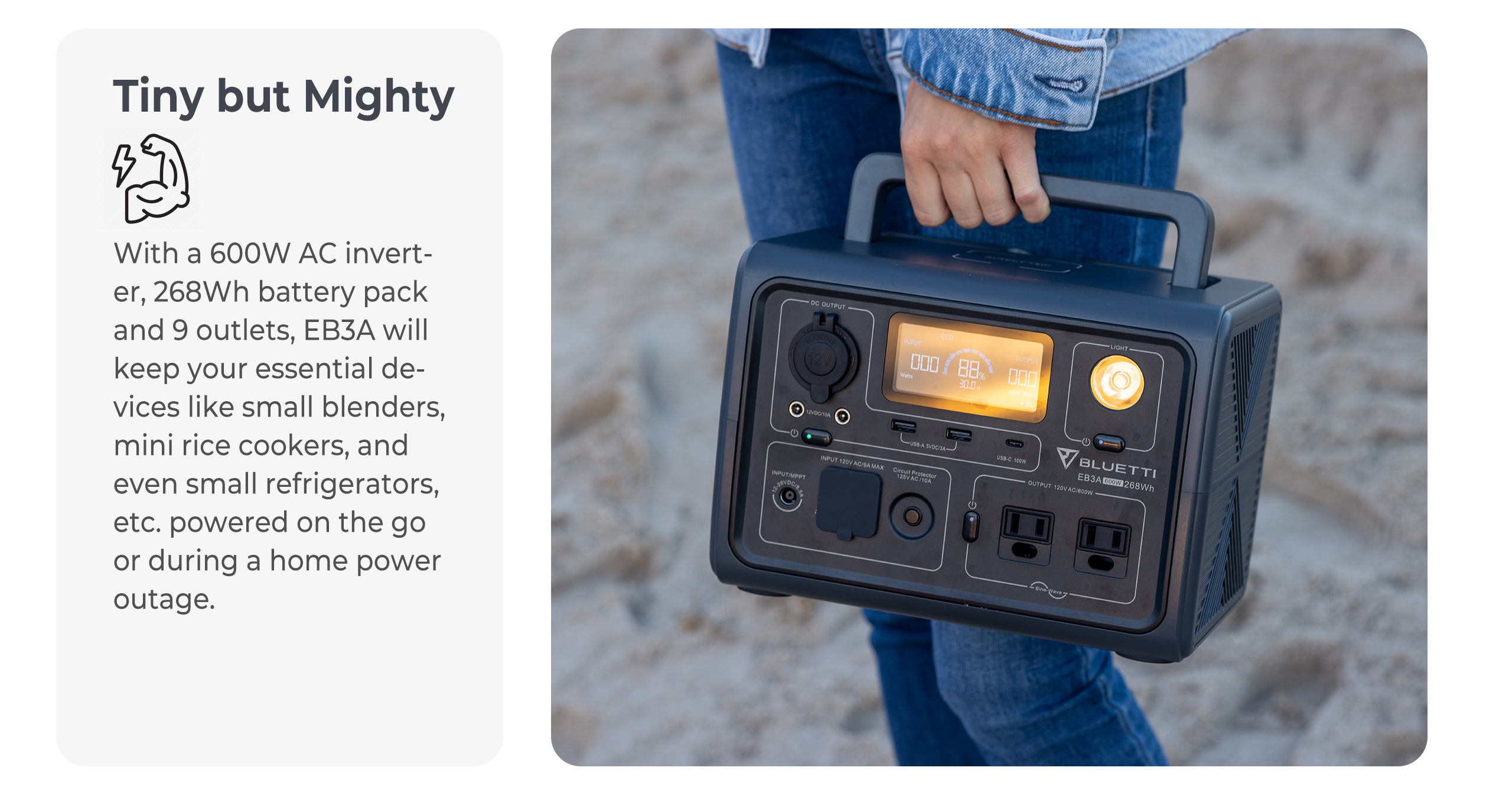 BLUETTI EB3A Power Station 268Wh+Optional 100W/200W Solar Panel