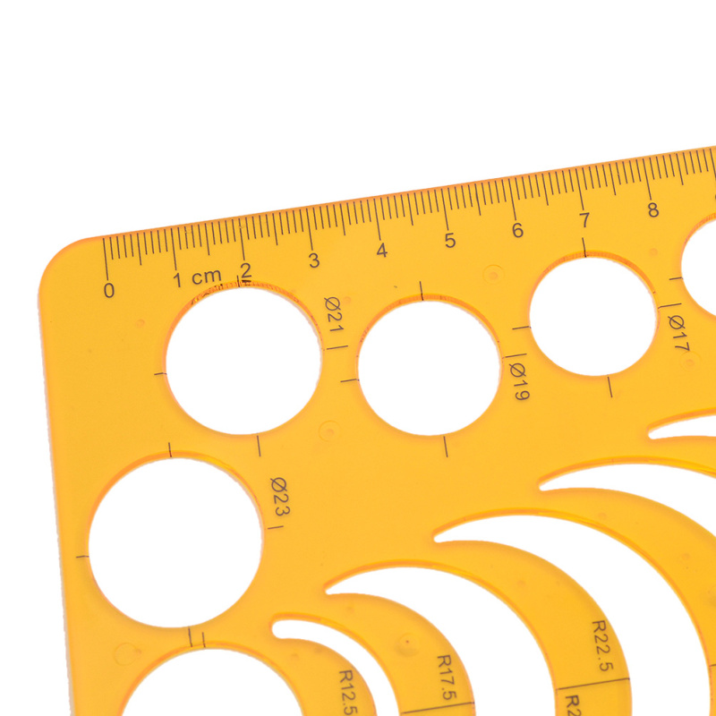 yellow circle template stencil metric ruler mathematics graphic drawing