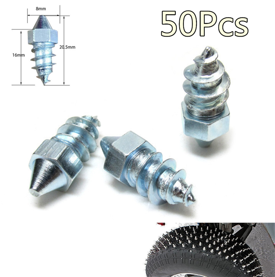 50-Pack Tire Spikes – Tungsten Steel & Aluminum Stud Screws For Winter Traction – Reusable For Cars, Trucks, Forklifts & Off-Road