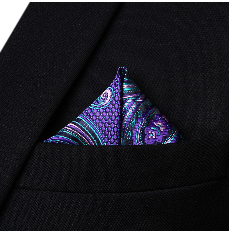 HP923M Red Green Paisley Men Silk Party Handkerchief Pocket Square Hanky