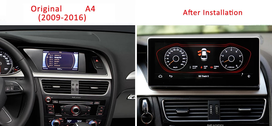 Andriod Car Radio Stereo for Audi A4 A5 B8 2009-2017 GPS Navigator MMI  Control Retained12.3 inch Screen Upgrade Built in Carplay/Android Auto SWC  BT