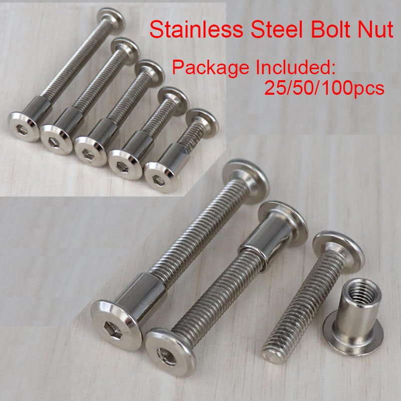M6 M8 Allen Hex Nut Bolt Flat Nuts Stainless Steel Round Screws Sleeve Furniture Ebay 